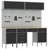vidaXL Work Cabinet Set with Drawer with Storage Manual 10 pcs Black