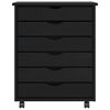 vidaXL Rolling Cabinet with Drawers MOSS Black Solid Wood Pine