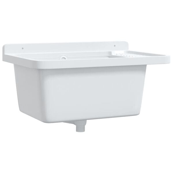 vidaXL Utility Sink for Wall Mounting White 60x40x28 cm Resin