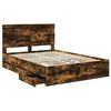 vidaXL Bed Frame with Drawer Smoked Oak 140 x 200 cm Engineer Wood
