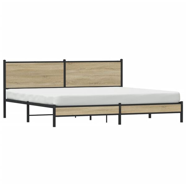 vidaXL Metal Bed Frame without Mattress Sonoma Oak 200x200 cm