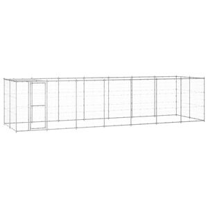 vidaXL Outdoor Dog Kennel Galvanised Steel with Roof 16.94 m&sup2;