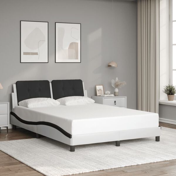 vidaXL Bed Frame without Mattress "Zadar" White and Black 120x200 cm Faux Leather