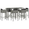 vidaXL 7 Piece Garden Bar Set with Cushions Grey Poly Rattan