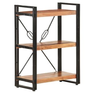 vidaXL Bookcase | Natural Wood | Solid Acacia Wood, Powder-Coated Steel | Medium