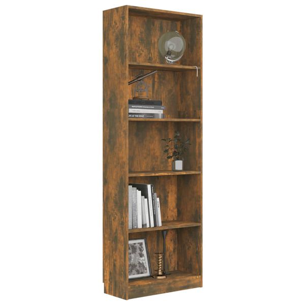 vidaXL 5-Tier Book Cabinet Smoked Oak 60x24x175 cm Engineered Wood