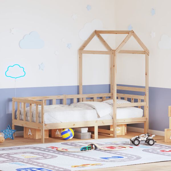 vidaXL Day Bed with Roof without Mattress 80x200 cm Solid Wood