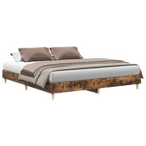 vidaXL Bed Frame No Mattress Smoked Oak 200x200 cm Engineered Wood