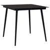 vidaXL Dining Table | Black | Glass, Powder-coated Steel | 80 cm | Durable