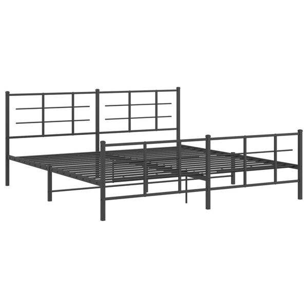 vidaXL Metal Bed Frame without Mattress with Footboard Black 193x203cm