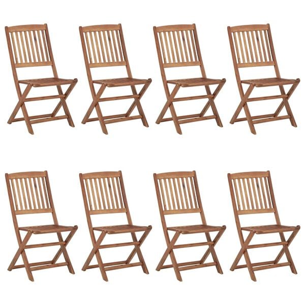 vidaXL Folding Outdoor Chairs 8 pcs Solid Acacia Wood