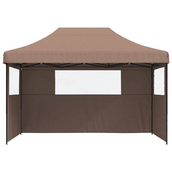 vidaXL Foldable Party Tent Pop-Up with 3 Sidewalls Brown