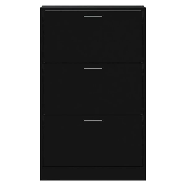 vidaXL Shoe Cabinet Black 63x24x103 cm Engineered Wood