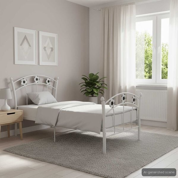 vidaXL Bed Frame without Mattress White Metal 90x200 cm