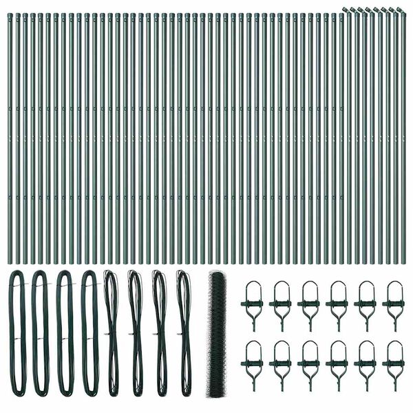 vidaXL Fence Post Green 100 x 1.4 m (50 mm mesh) Steel and PVC