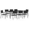 vidaXL 9 Piece Garden Dining Set Black Poly Rattan and Steel