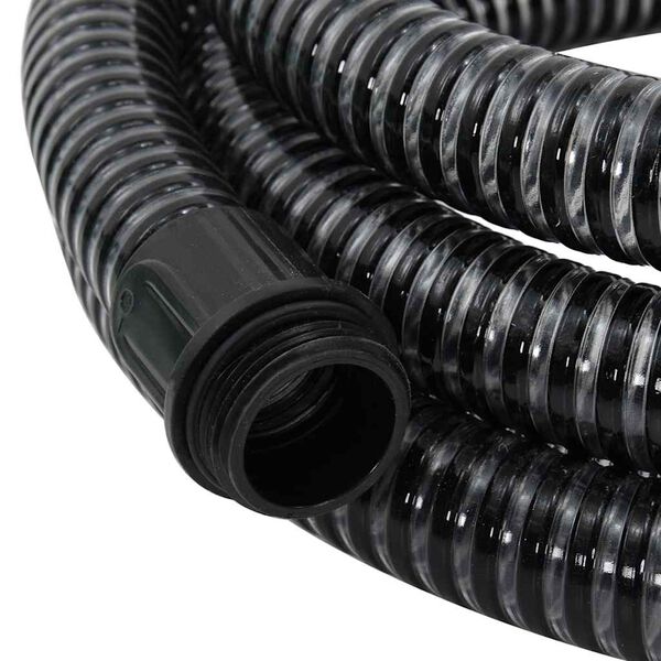vidaXL Suction Hose with Brass Connectors Black 1.1" 7 m PVC