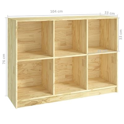 vidaXL Book Cabinet 104x33x76 cm Solid Pinewood