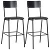vidaXL Bar Chairs 2 pcs Black Solid Plywood Steel