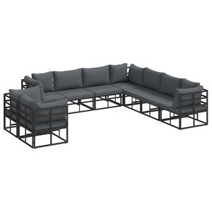 vidaXL Garden Sofa Set with Cushion 9 pcs Black Aluminium