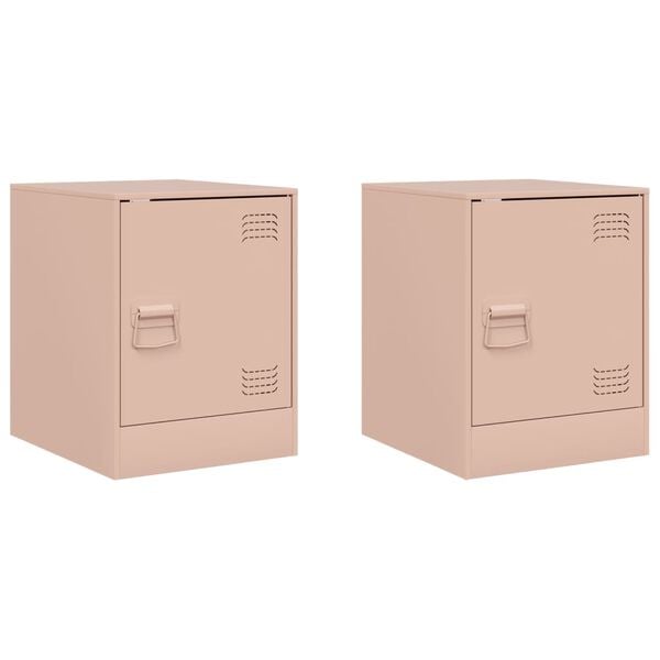 vidaXL Bedside Cabinets 2 pcs Pink 34.5x39x44 cm Steel