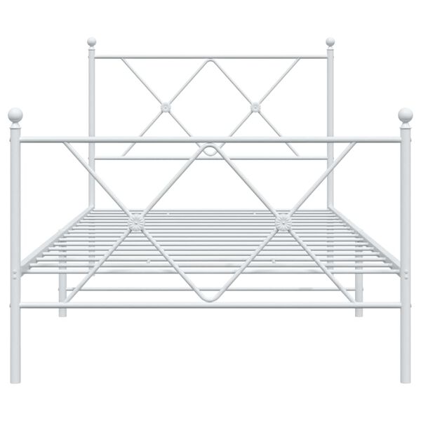 vidaXL Metal Bed Frame without Mattress with Footboard White 90x190cm