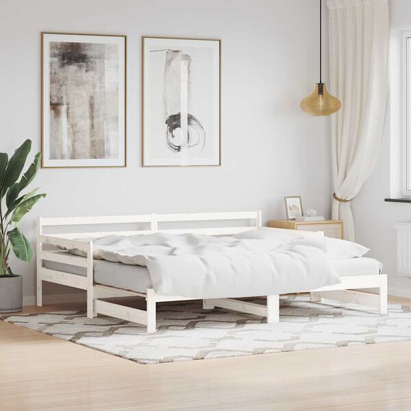 vidaXL Daybed with Trundle without Mattress White 90x200 cm Solid Wood