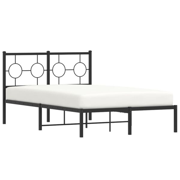 vidaXL Metal Bed Frame without Mattress with Headboard Black 120x200cm