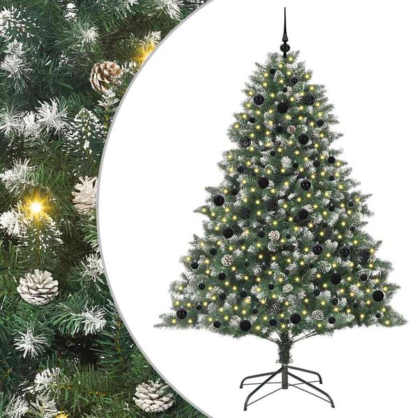 vidaXL Artificial Christmas Tree with 300 LEDs with Stand Green 210 cm