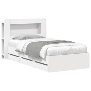 vidaXL Bed Frame with Storage White 100 x 200 cm Engineered Wood