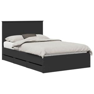 vidaXL Bed Frame with Drawer Black 120 x 190 cm Engineer Wood