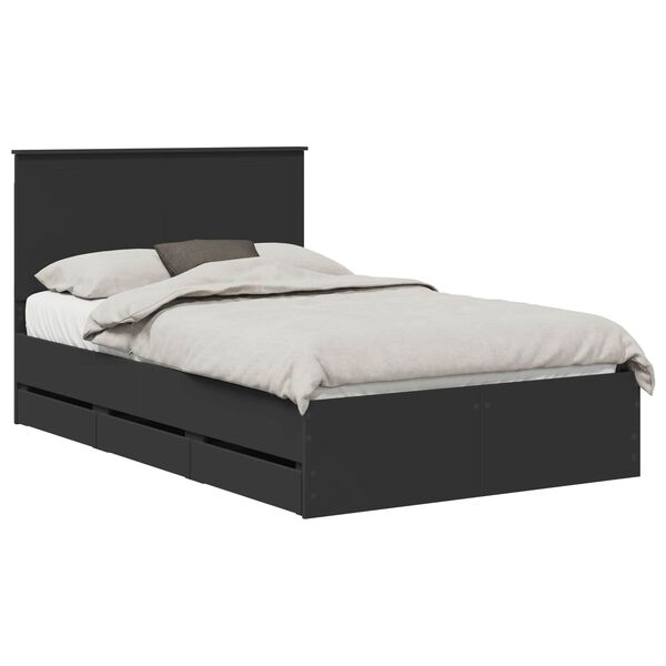 vidaXL Bed Frame with Drawer Black 120 x 190 cm Engineer Wood