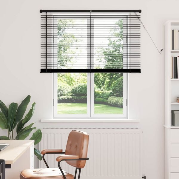 vidaXL Venetian Blind Manual Adjustable Black 150 x 110 cm PVC