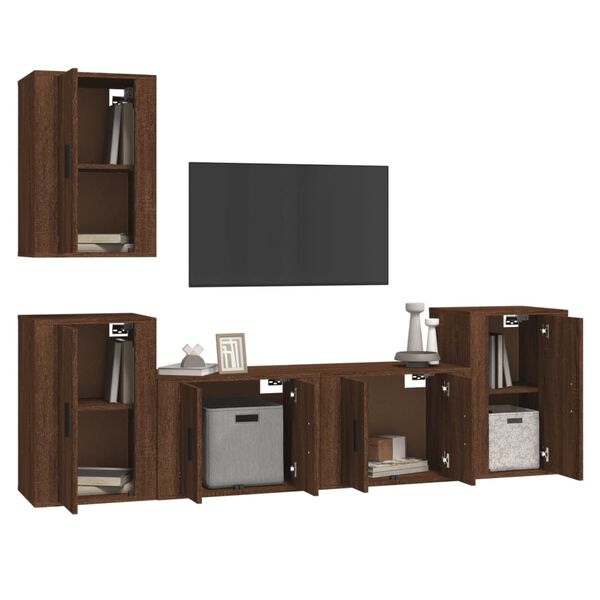 vidaXL 5 Piece TV Cabinet Set Brown Oak Engineered Wood
