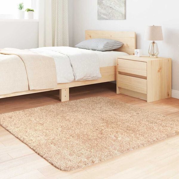 vidaXL Shaggy Rug High Pile NAVARRA Beige 120x120 cm Polyester