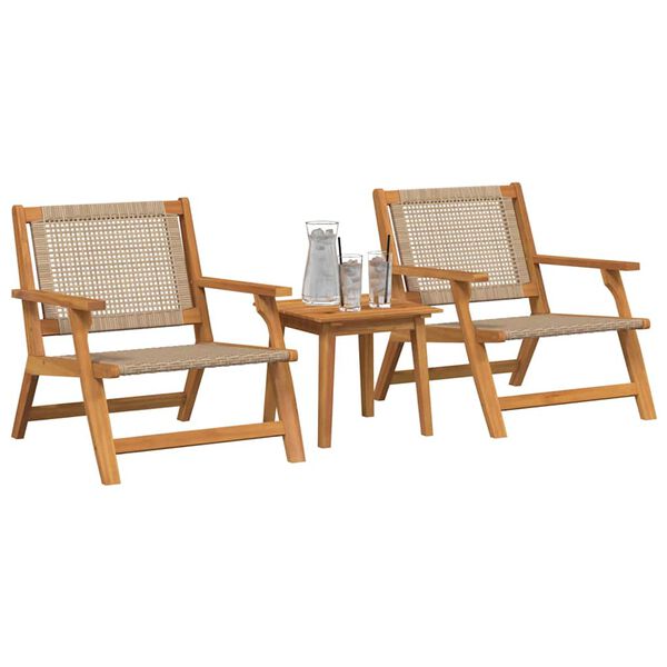 vidaXL Garden Chairs with Table 3 pcs Beige 45 x 45 x 40 cm