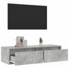 vidaXL TV Cabinet with LED Lights Concrete Grey 100X35.5x25 cm