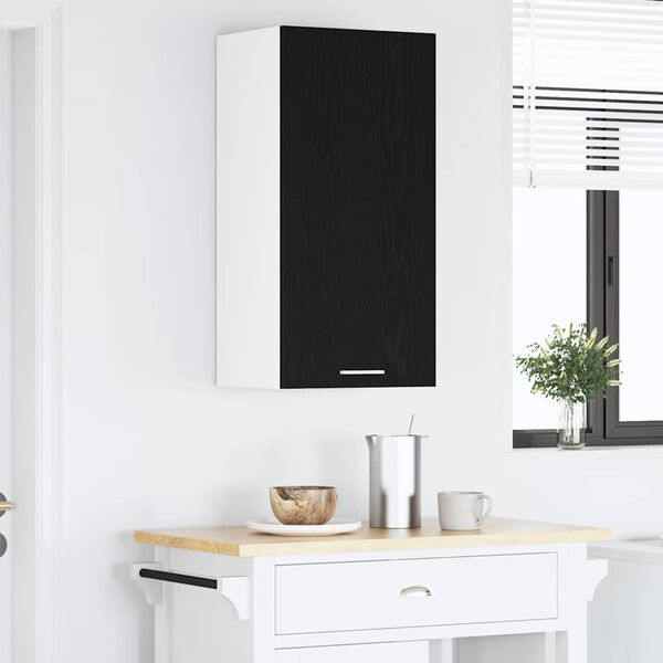 vidaXL Hanging Cabinet Riga Black Oak and White 40 x 31 x 80 cm