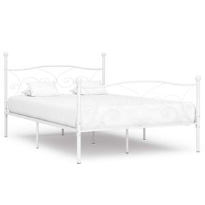 vidaXL Bed Frame without Mattress with Slatted Base White Metal 120x200 cm