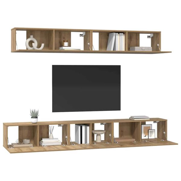 vidaXL TV Cabinet Set Wall-mounted 5 pcs Artisan Oak Engineered Wood