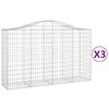 vidaXL Arched Gabion Baskets 3 pcs 200x50x120/140 cm Galvanised Iron