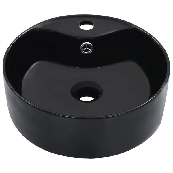 vidaXL Wash Basin with Overflow 36x13 cm Ceramic Black