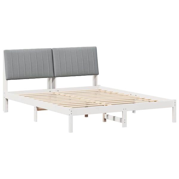 vidaXL Bed Frame with Headboard White 150 x 200 cm Solid Pine Wood