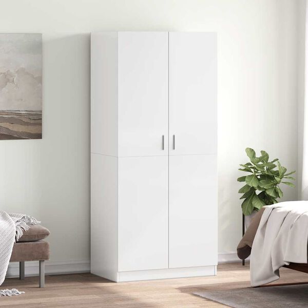 vidaXL Wardrobe High Gloss White 80x52x180 cm Engineered Wood