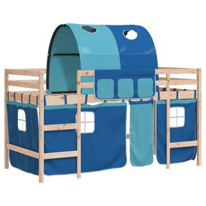 vidaXL Kids' Loft Bed with Tunnel without Mattress Blue 90x200cm