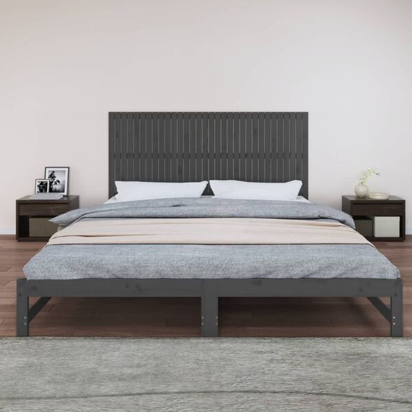 vidaXL Wall Headboard Grey 204x3x90 cm Solid Wood Pine