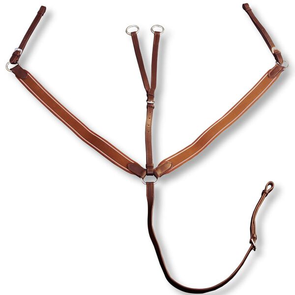 Leather Elastic Breastplate Martingale Adjustable Brown Pony