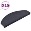 vidaXL Stair Mats 15 pcs 65x24x4 cm Dark Grey and Blue Half Round Large