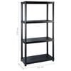 vidaXL Storage Shelf 4-Tier Black 183x30.5x130 cm Plastic