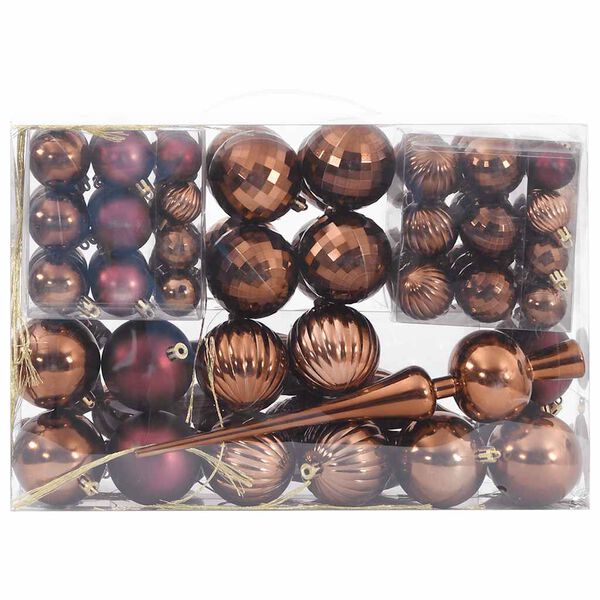 vidaXL Christmas Baubles 98 pcs Brown &Oslash;3/4/6 cm